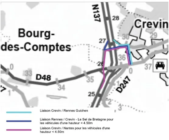 Une déviation sera mise en place le temps des travaux entre Bourg-des-Comptes et Crevin